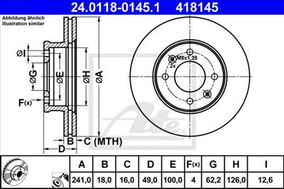 ATE 24.0118-0145.1 - féktárcsa HYUNDAI KIA