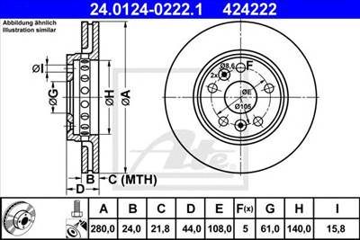 ATE 24.0124-0222.1 - féktárcsa MERCEDES-BENZ RENAULT