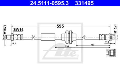 ATE 24.5111-0595.3 - fékcső OPEL RENAULT VAUXHALL