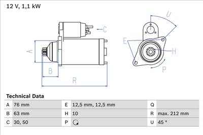 BOSCH 0 986 027 090 - önindító AUDI SEAT SKODA VW