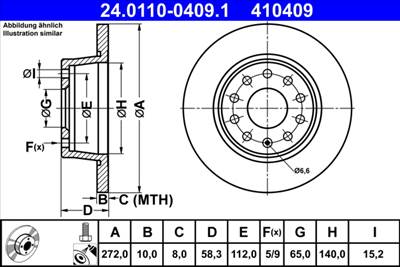 ATE 24.0110-0409.1 - féktárcsa AUDI CUPRA SEAT SKODA VW