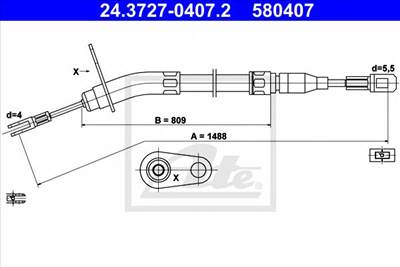 ATE 24.3727-0407.2 - Kézifék bowden MERCEDES-BENZ