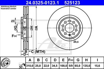 ATE 24.0325-0123.1 - féktárcsa AUDI SEAT SKODA VW