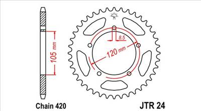 JT hátsó lánckerék  (Generic Trigger, Aprilia RX50 / MX50 - Minarelli AM6 - 420 - 51 fog)