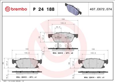 BREMBO P 24 188 - fékbetét CHANGAN FORD FORD (CHANGAN) FORD USA HAVAL LINCOLN LINCOLN (CHANGAN) WEY