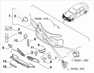 Jobb lökhárító rács         - GIULIA - 156112965 -  - FIAT eredeti Eredeti új 156112965