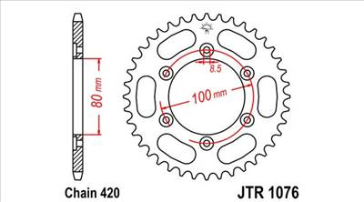 JT hátsó lánckerék (Rieju RR / Spike / Tango - Minarelli AM6 - 420 - 52  fog)