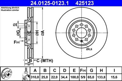 féktárcsa ATE 24.0125-0123.1 for VAG, SEAT, SKODA