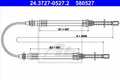 ATE 24.3727-0527.2 - Kézifék bowden CITROËN FIAT PEUGEOT