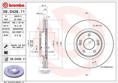 BREMBO 09.D428.11 - féktárcsa HYUNDAI HYUNDAI (BEIJING) KIA KIA (DYK)