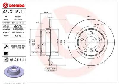 BREMBO 08.C115.11 - féktárcsa BMW