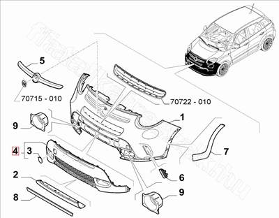 Első lökhárító alsó rész - 500L - 71777374 -  - FIAT eredeti Eredeti új 71777374