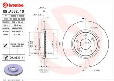BREMBO 09.A532.11 - féktárcsa HYUNDAI HYUNDAI (BEIJING) KIA KIA (DYK)