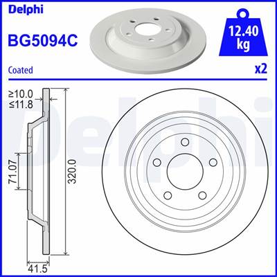 DELPHI BG5094C - féktárcsa FORD USA
