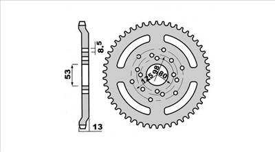 PBR hátsó lánckerék  Derbi Senda Fenix ( EBE / EBS - 420 lánc - 62 fogszám )