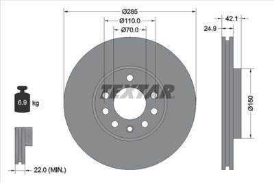 féktárcsa TEXTAR 92118703 for VAUXHALL, FIAT, OPEL, CADILLAC, …