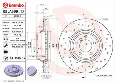 BREMBO 09.A599.1X - féktárcsa BMW