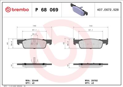 BREMBO P 68 069 - fékbetét DACIA RENAULT