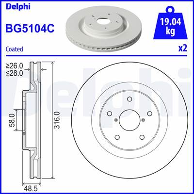 DELPHI BG5104C - féktárcsa SUBARU