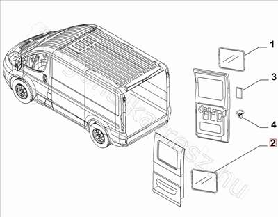 Bal hátsó ajtó üveg                - JUMPER, DUCATO, BOXER - 1356229080, 8744CJ -  - FIAT eredeti Eredeti új 1356229080