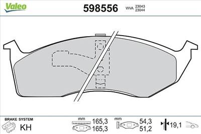 Fékbetét készlet VALEO 598556 for CHRYSLER, DODGE