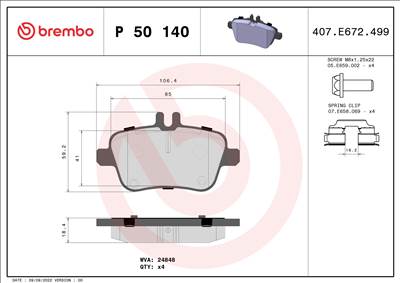 BREMBO P 50 140 - fékbetét INFINITI MERCEDES-BENZ MERCEDES-BENZ (BBDC)