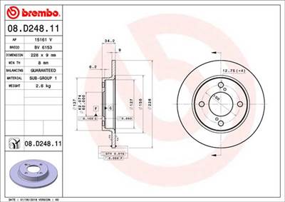 BREMBO 08.D248.11 - féktárcsa SUZUKI