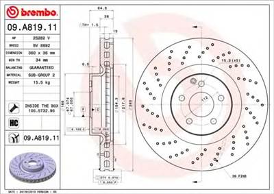 BREMBO 09.A819.11 - féktárcsa BRABUS MERCEDES-BENZ