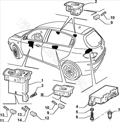 Ablak emelő kapcsoló Baloldali  -  - 735298600 -  - FIAT eredeti Eredeti új 735298600