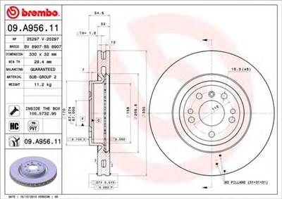 BREMBO 09.A956.11 - féktárcsa BRABUS MERCEDES-BENZ