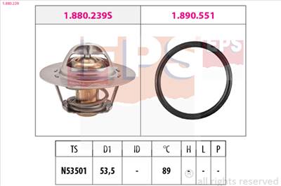 EPS 1.880.239 - termosztát, hűtőfolyadék OPEL RENAULT VAUXHALL