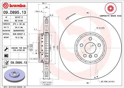 BREMBO 09.D895.13 - féktárcsa BMW