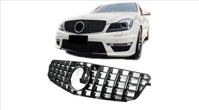 Mercedes Benz W204 C204 C-osztály 2007-2014 lakkozott fekete hűtőrács Panamerica AMG GT stílusban