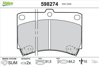 Fékbetét készlet VALEO 598274 for MAZDA, KIA