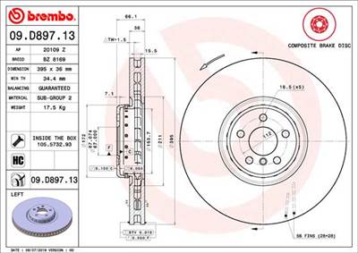 BREMBO 09.D897.13 - féktárcsa BMW ROLLS-ROYCE