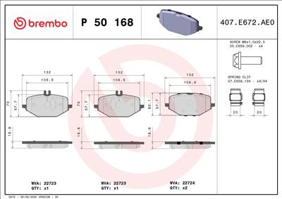 BREMBO P 50 168 - fékbetétkészlet, tárcsafék MERCEDES-BENZ
