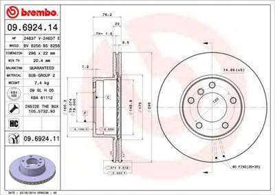 BREMBO 09.6924.11 - féktárcsa BMW