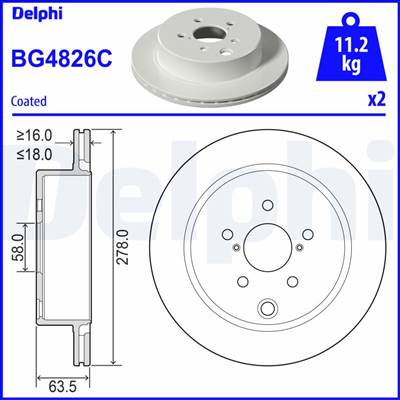 DELPHI BG4826-C - féktárcsa SUBARU