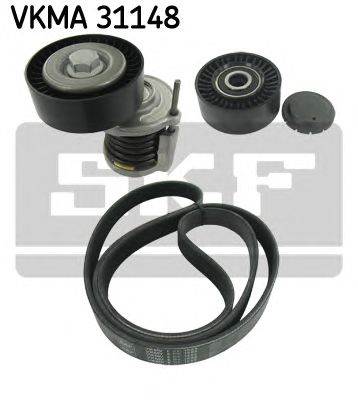 SKF VKMA 31148 - hosszbordás szíj készlet VW