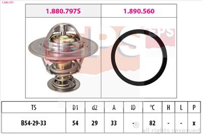 EPS 1.880.797 - termosztát, hűtőfolyadék CHEVROLET DAF OPEL VAUXHALL