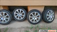  4x114.3 lyukosztású 15" használt Alessio alufelni, rajta 195/50 kopott Kumho téli gumi gumi 