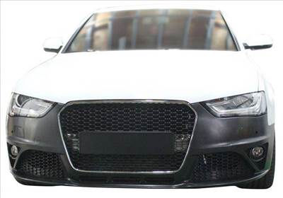 MTUNING Első lökhárító + hűtőrács króm-fekete Audi A4 B8 13-16 RS4 stílus