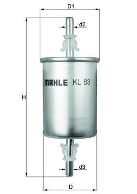 MAHLE KL 83 - Üzemanyagszűrő ALFA ROMEO CADILLAC CHERY CHEVROLET CITROËN DAEWOO DATSUN FIAT FORD HYU