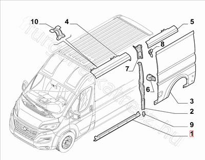 Tolóajtó küszöb - JUMPER, DUCATO, BOXER - 1342236080, 8504EY -  - FIAT eredeti Eredeti új 1342236080