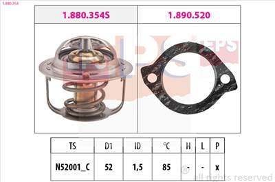 EPS 1.880.354 - termosztát, hűtőfolyadék FORD MAZDA
