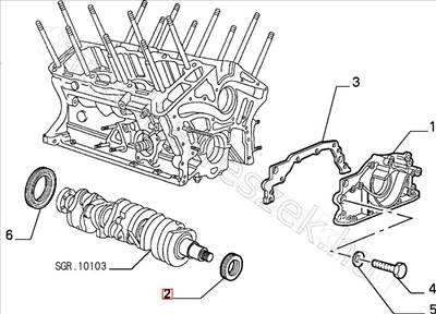 Főtengely szimering első V6 - 166, 156, THESIS, 147, GTV, GT - 60601977 -  - FIAT eredeti Eredeti új 60601977
