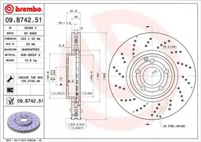 BREMBO 09.B742.51 - féktárcsa MERCEDES-BENZ