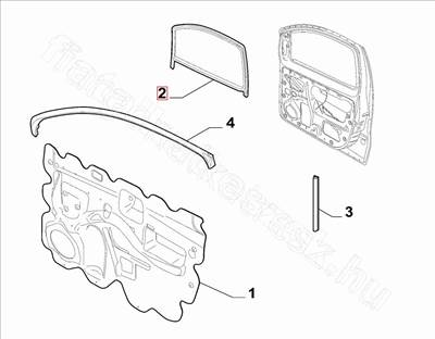 Jobb első lejáró üveg tömítés - FIORINO, QUBO, NEMO, BIPPER - 52134531 -  - FIAT eredeti Eredeti új 52134531