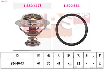 EPS 1.880.417 - termosztát, hűtőfolyadék CHRYSLER HYUNDAI KIA LEXUS MITSUBISHI OPEL RENAULT SAAB TOY
