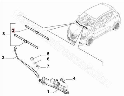 Ablaktörlő lapát jobb oldali - YPSILON - 51833654, 71765854 -  - FIAT eredeti Eredeti új 51833654